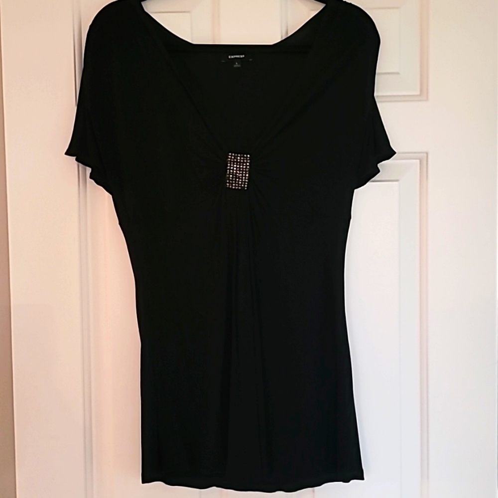 Ladies black rayon top